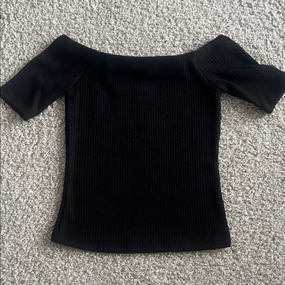 H&M Black Off-the-Shoulder Ribbed Top